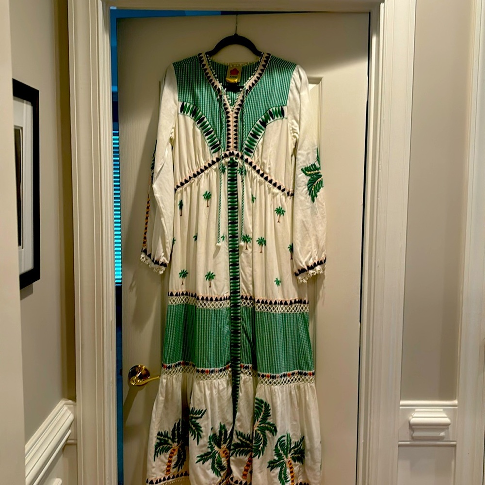 Farm Rio Long Sleeve Dress with Palm Trees
